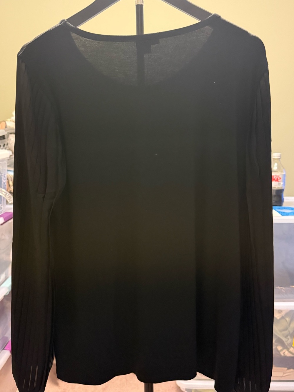 NWT Talbots Black Long Pleated-Sleeve Scoop Neck Pullover SZ L (19.5" P2P) - Picture 6 of 10
